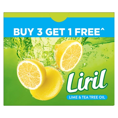 Liril Lemon &amp; Tea Tree Soap, 125 gm (Buy 3 Get 1 Free), Pack of 1