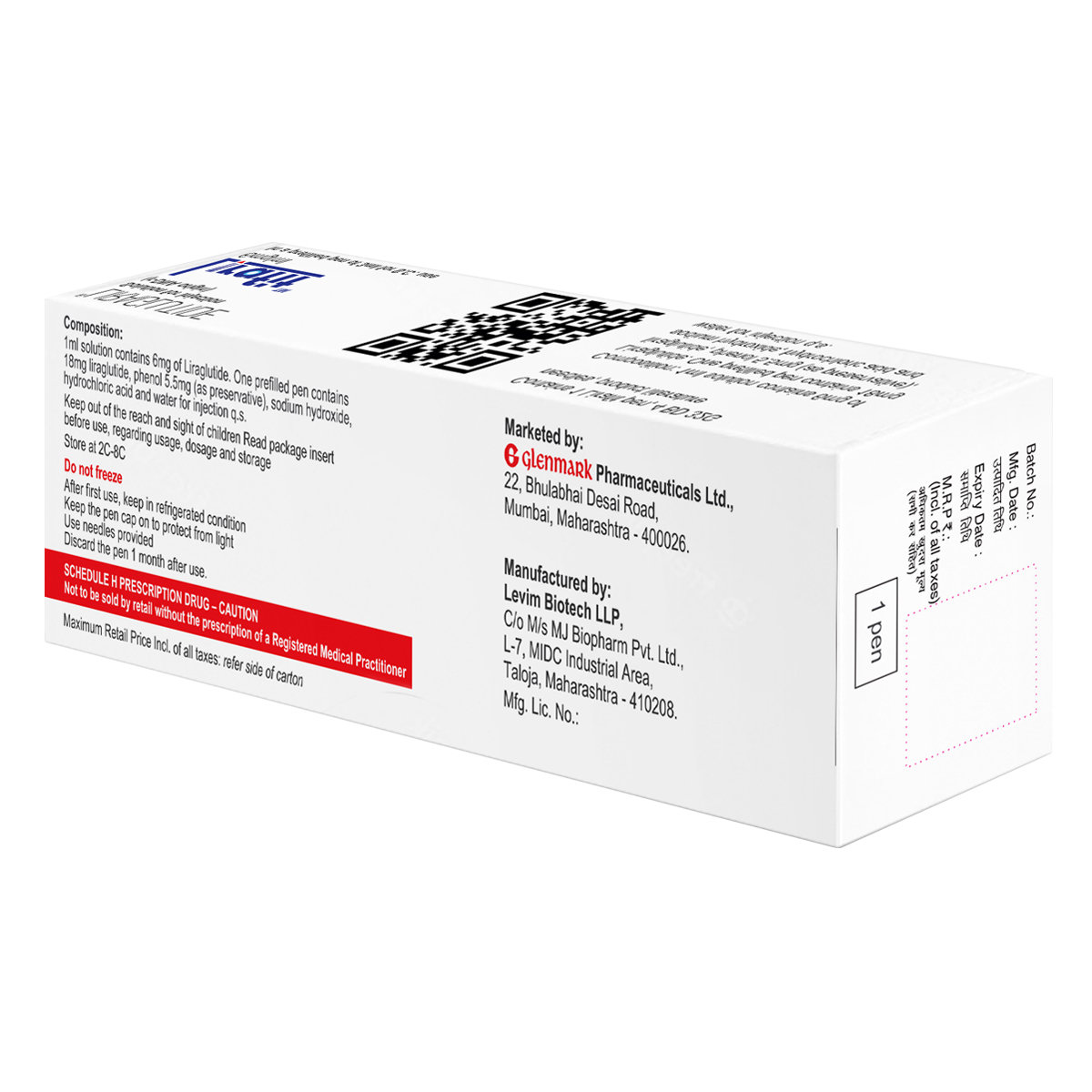 Lirafit 6 mg/ml Prefilled Pen 3 ml, Pack of 1 Injection Lirafit 6 mg/ml Prefilled Pen 3 ml, Pack of 1 Injection