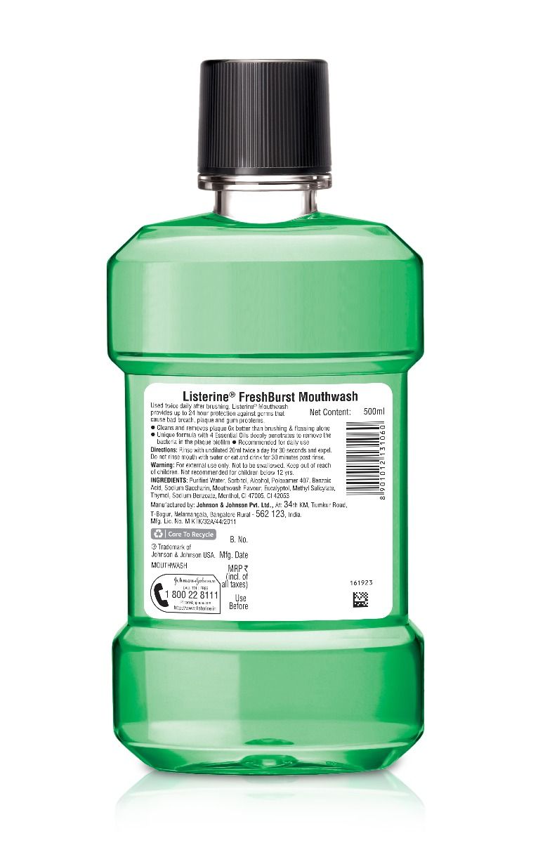 Listerine Freshburst Mouthwash, 500 ml Price, Uses, Side Effects, Composition Apollo Pharmacy
