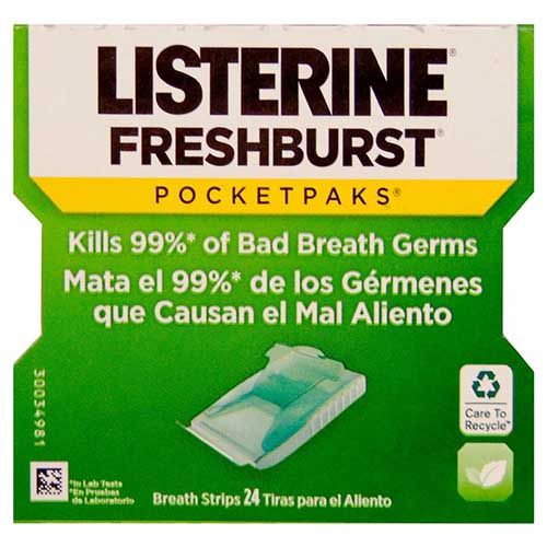 Listerine Fresh Burst Pocket Paks Breath Freshener Strips, 24 Count