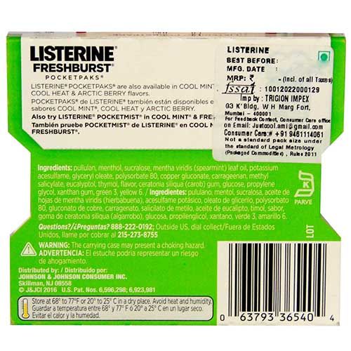 Listerine Fresh Burst Pocket Paks Breath Freshener Strips, 24 Count