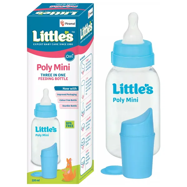 Little's Poly Mini Blue Feeding Bottle, 120ml, Pack of 1