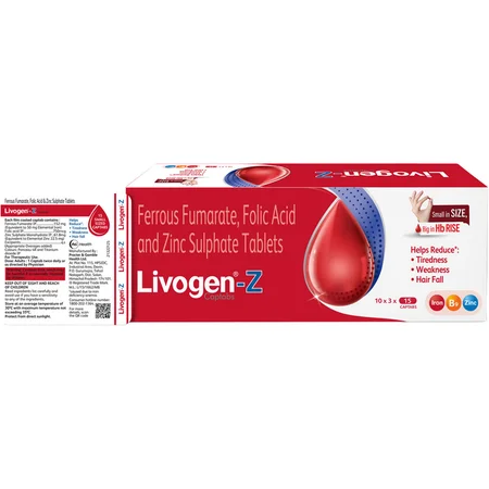 Livogen Z( 15 Tablets)| Management of Iron Deficiency Anemia|