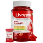 Livogen Iron Gummies for Women, Kids & Adults (30 Gummies) | Maintains Haemoglobin, Iron Helps Reduce Tiredness & Support Healthy Hair | 100% Vegetarian, Tasty Strawberry Flavour