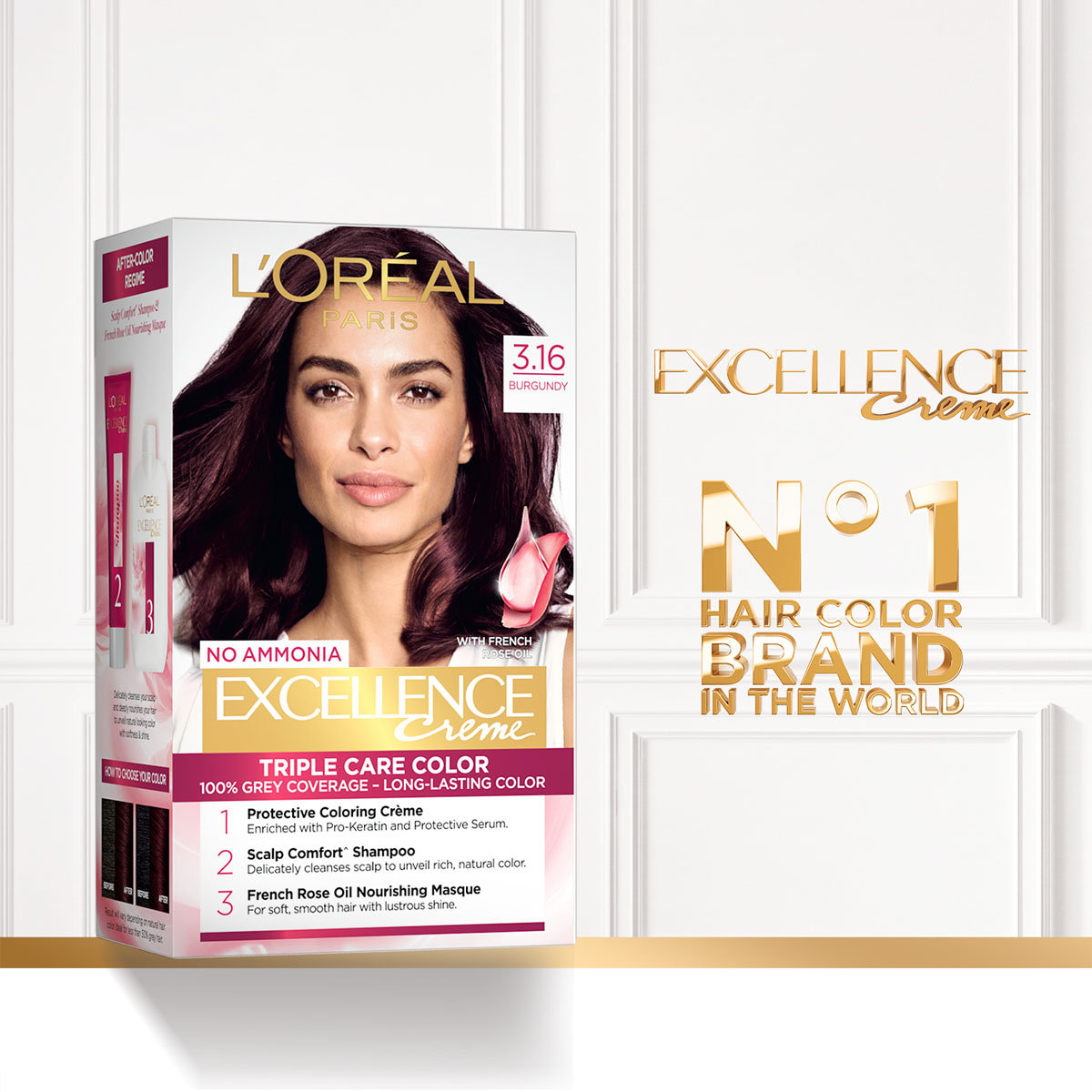 L'Oreal Paris Excellence Creme Hair Color, 3.16 Burgundy, 72 ml+100 gm, Pack of 1 L'Oreal Paris Excellence Creme Hair Color, 3.16 Burgundy, 72 ml+100 gm, Pack of 1
