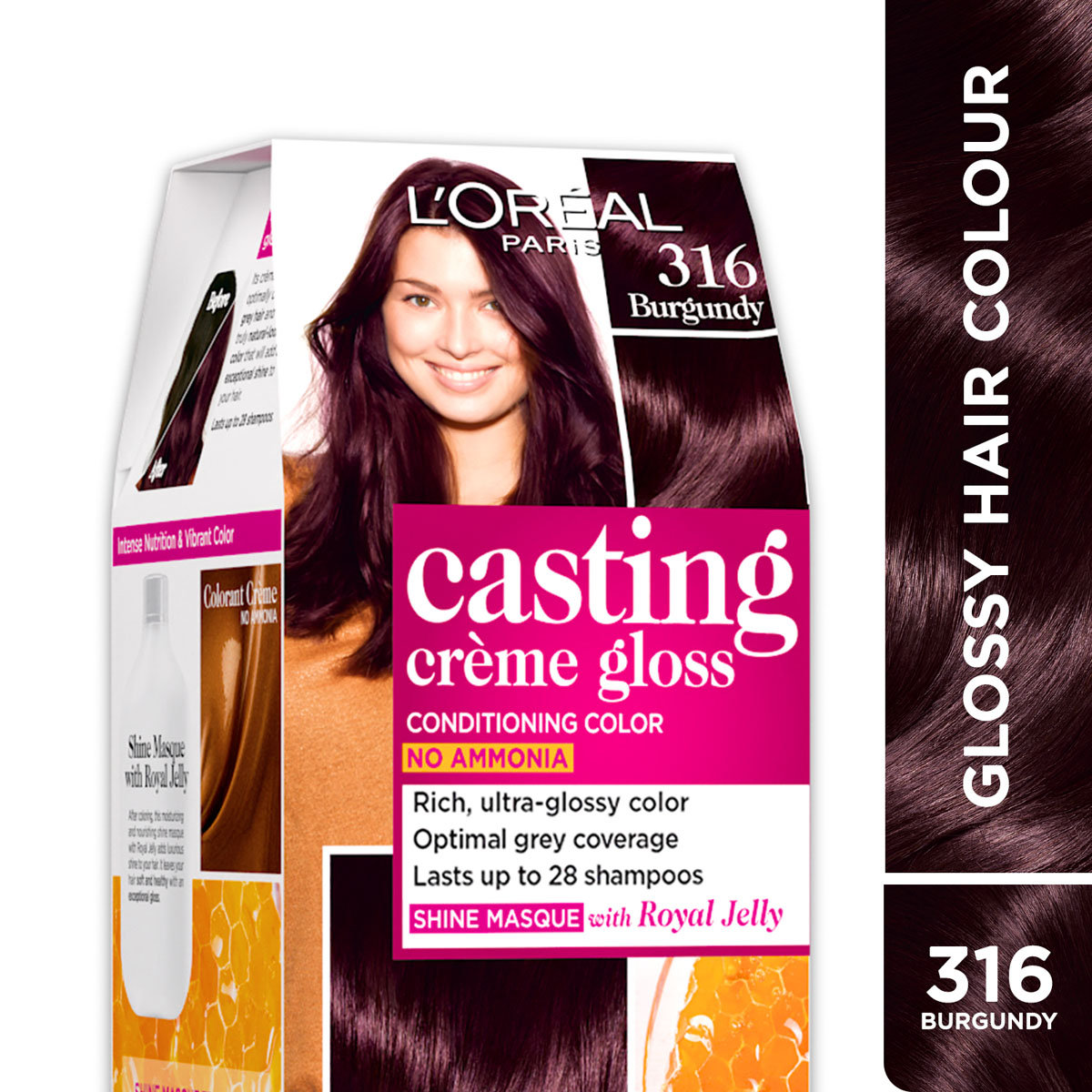 Loreal Paris Casting Creme Gloss Hair Color 316 Burgundy, 87.5 gm + 72 ml, Pack of 1 Loreal Paris Casting Creme Gloss Hair Color 316 Burgundy, 87.5 gm + 72 ml, Pack of 1