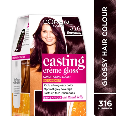 L'Oreal Paris Casting Creme Gloss Hair Color, 316 Burgundy, 87.5g+72ml, Pack of 1