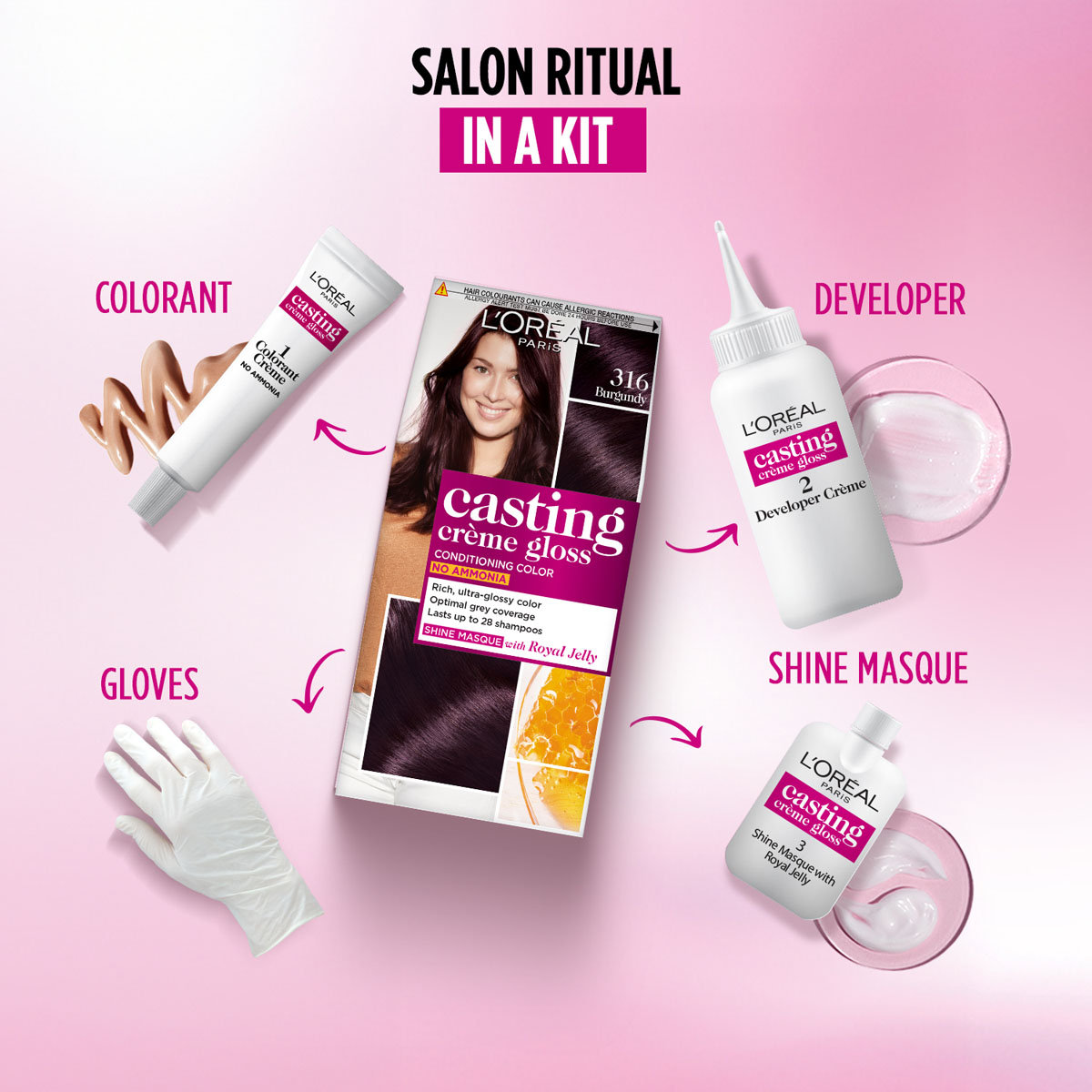 Loreal Paris Casting Creme Gloss Hair Color 316 Burgundy, 87.5 gm + 72 ml, Pack of 1 Loreal Paris Casting Creme Gloss Hair Color 316 Burgundy, 87.5 gm + 72 ml, Pack of 1