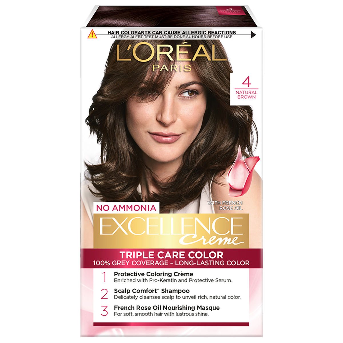 L'Oreal Paris Excellence 4 Natural Brown Creme Hair Color, 1 Kit | Uses ...