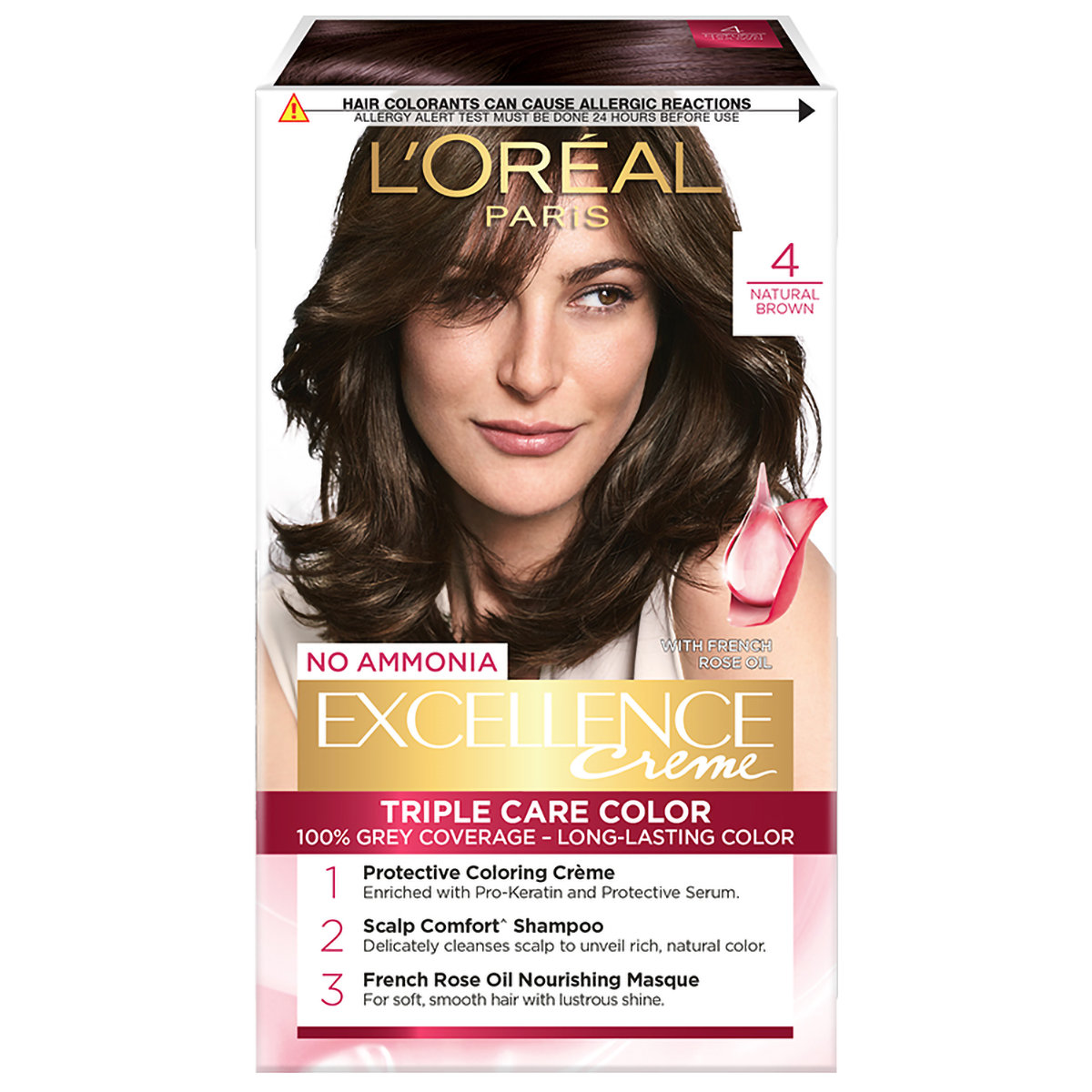 L'Oreal Paris Excellence 4 Natural Brown Creme Hair Color, 1 Kit, Pack of 1 L'Oreal Paris Excellence 4 Natural Brown Creme Hair Color, 1 Kit, Pack of 1