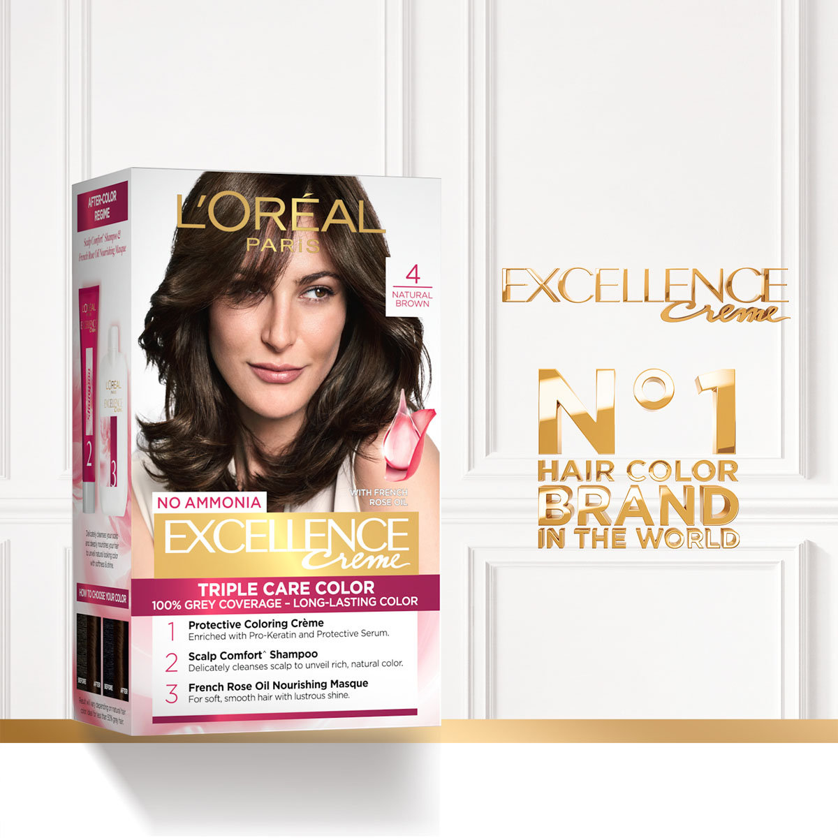 L'Oreal Paris Excellence 4 Natural Brown Creme Hair Color, 1 Kit, Pack of 1 L'Oreal Paris Excellence 4 Natural Brown Creme Hair Color, 1 Kit, Pack of 1