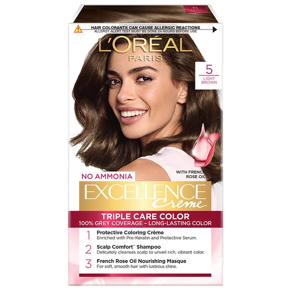 L'Oreal Paris Excellence Light Brown Creme Hair Color, 1 Kit, Pack of 1