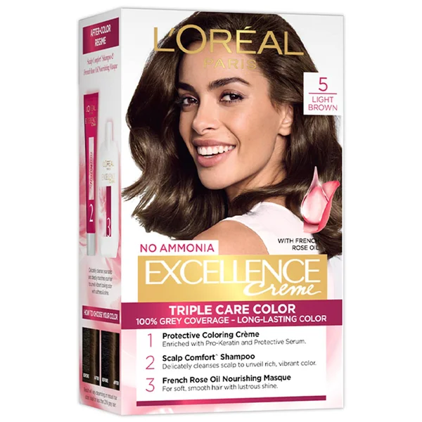 L'Oreal Paris Excellence Light Brown Creme Hair Color, 1 Kit