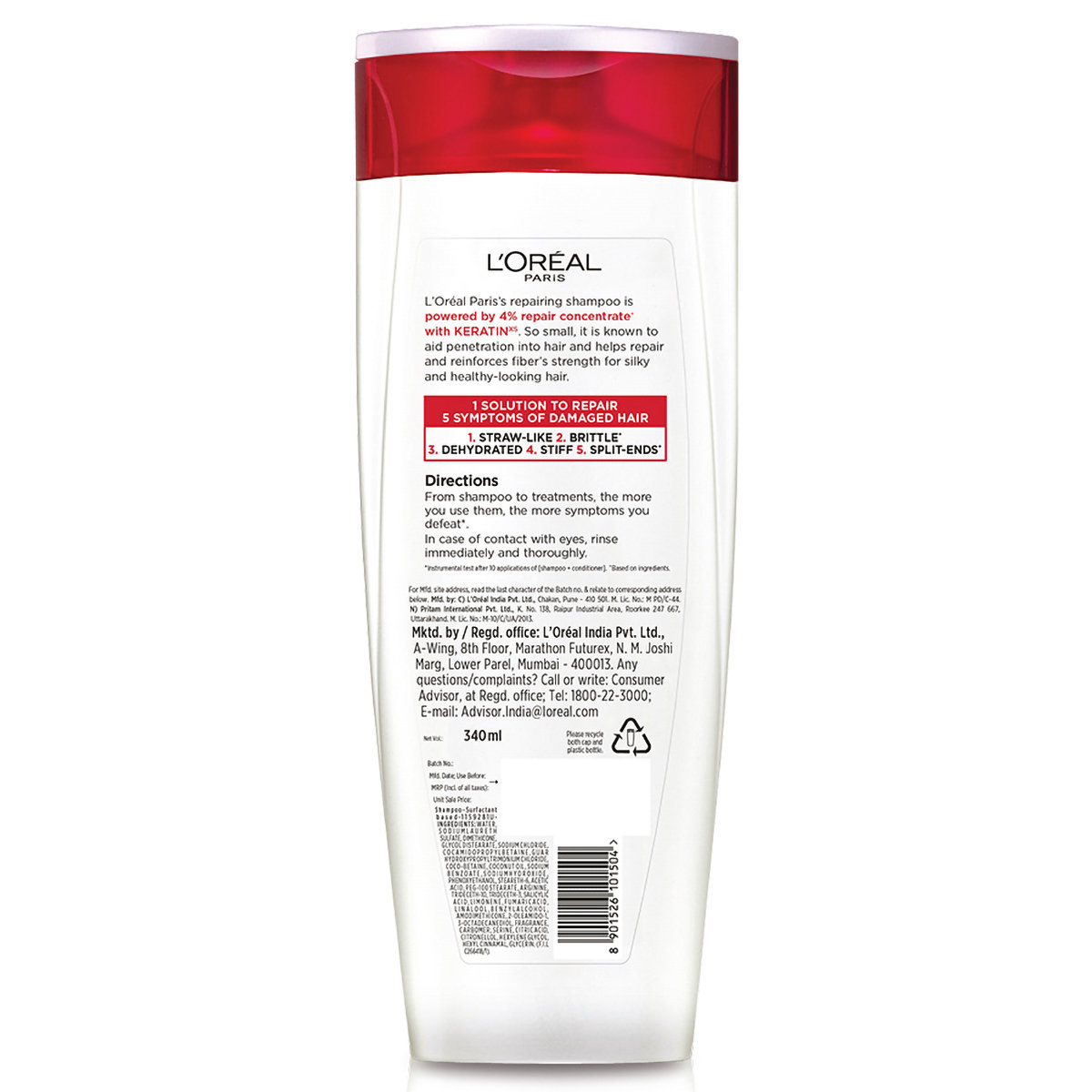 L'Oreal Paris Total Repair 5 Shampoo, 340 ml, Pack of 1 L'Oreal Paris Total Repair 5 Shampoo, 340 ml, Pack of 1
