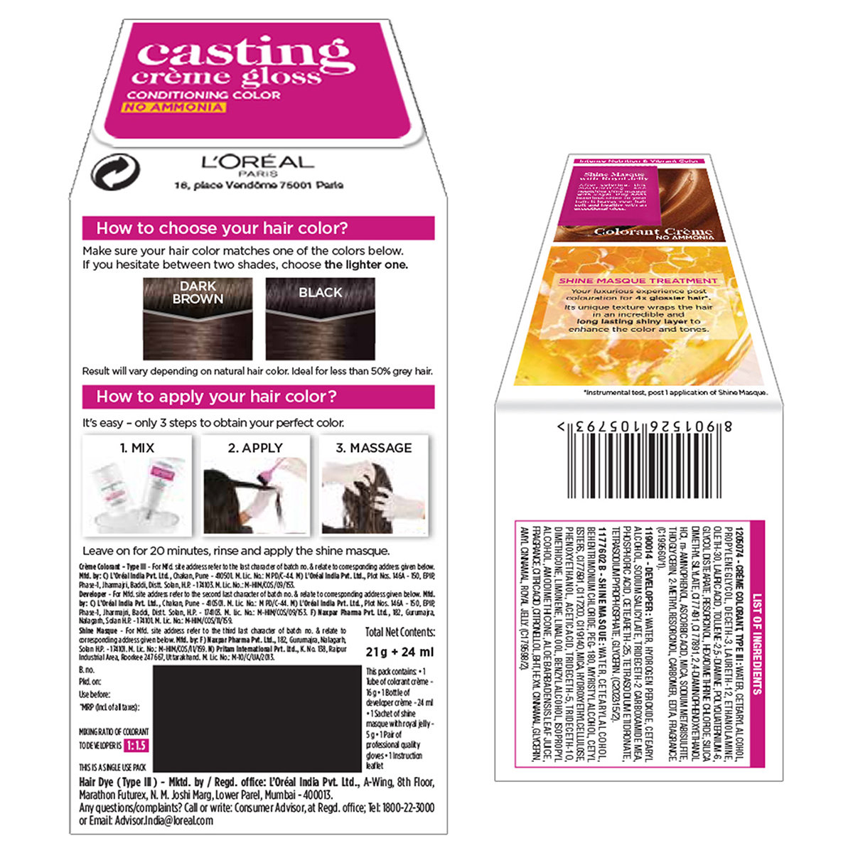 L'Oreal Paris Casting Crème Gloss Darkest Brown Hair Color, 1 Kit, Pack of 1 L'Oreal Paris Casting Crème Gloss Darkest Brown Hair Color, 1 Kit, Pack of 1