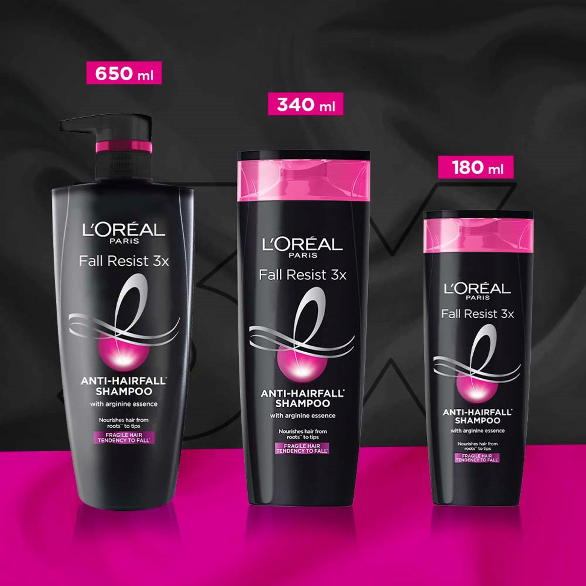 L'Oreal Paris Fall Resist 3X Anti-Hairfall Shampoo, 180 ml, Pack of 1 L'Oreal Paris Fall Resist 3X Anti-Hairfall Shampoo, 180 ml, Pack of 1
