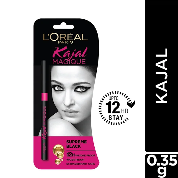 Loreal Paris Kajal Magique Supreme Black, 0.35 gm, Pack of 1