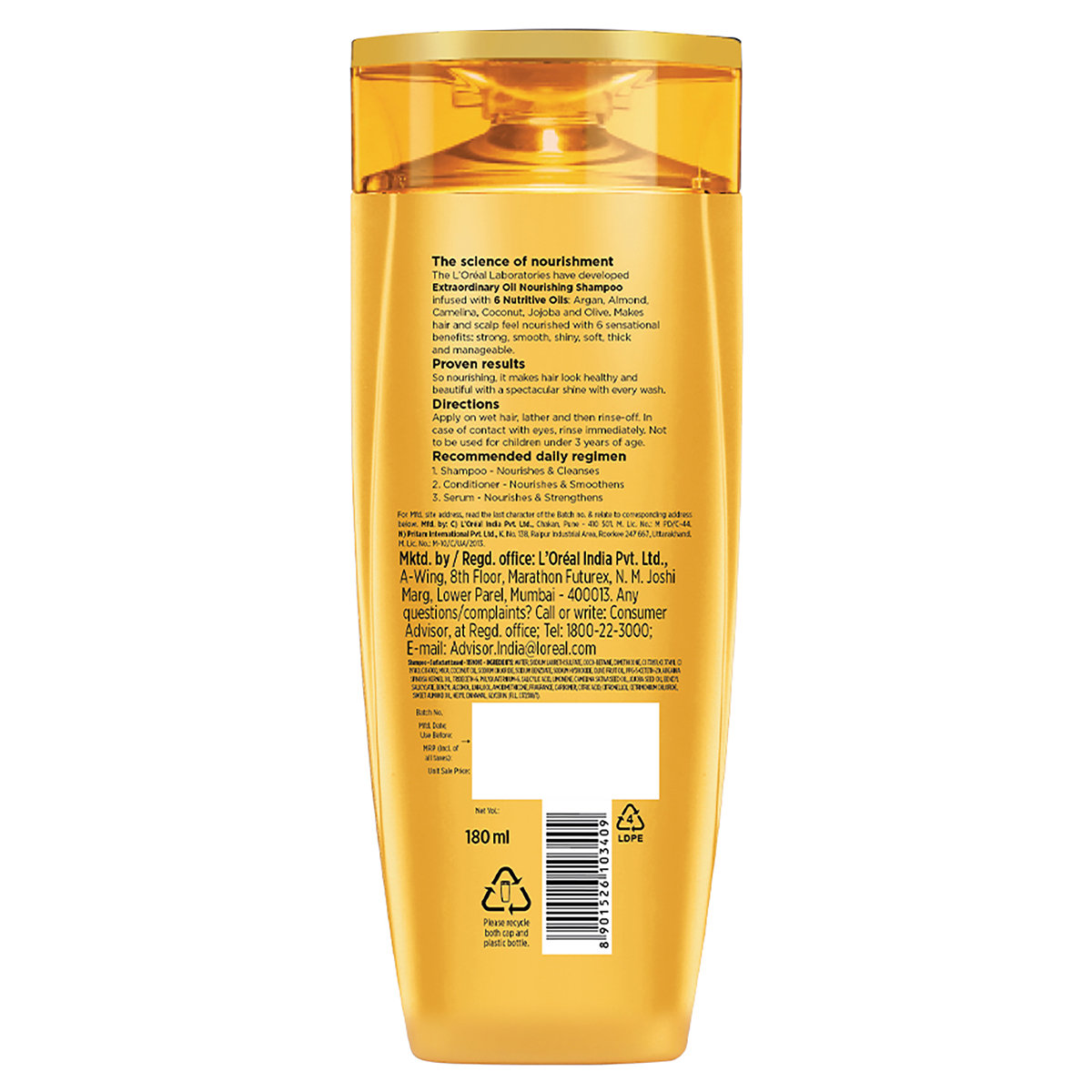 L'Oreal Paris 6 Oil Nourish Shampoo, 192.5ml, Pack of 1 L'Oreal Paris 6 Oil Nourish Shampoo, 192.5ml, Pack of 1