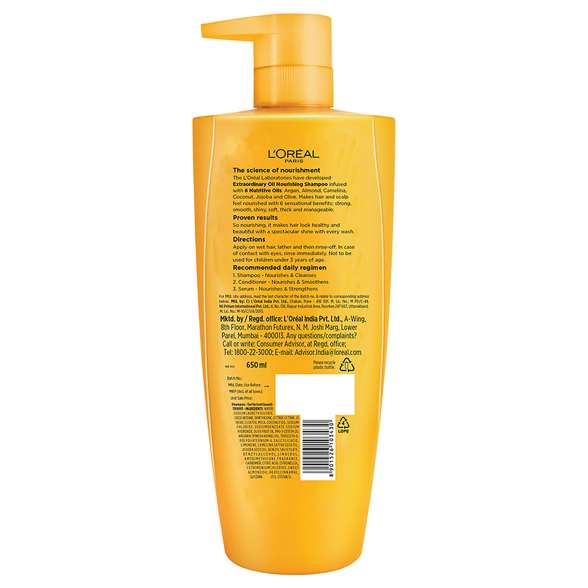 L'Oreal Paris 6 Oil Nourish Shampoo, 650 ml, Pack of 1 L'Oreal Paris 6 Oil Nourish Shampoo, 650 ml, Pack of 1