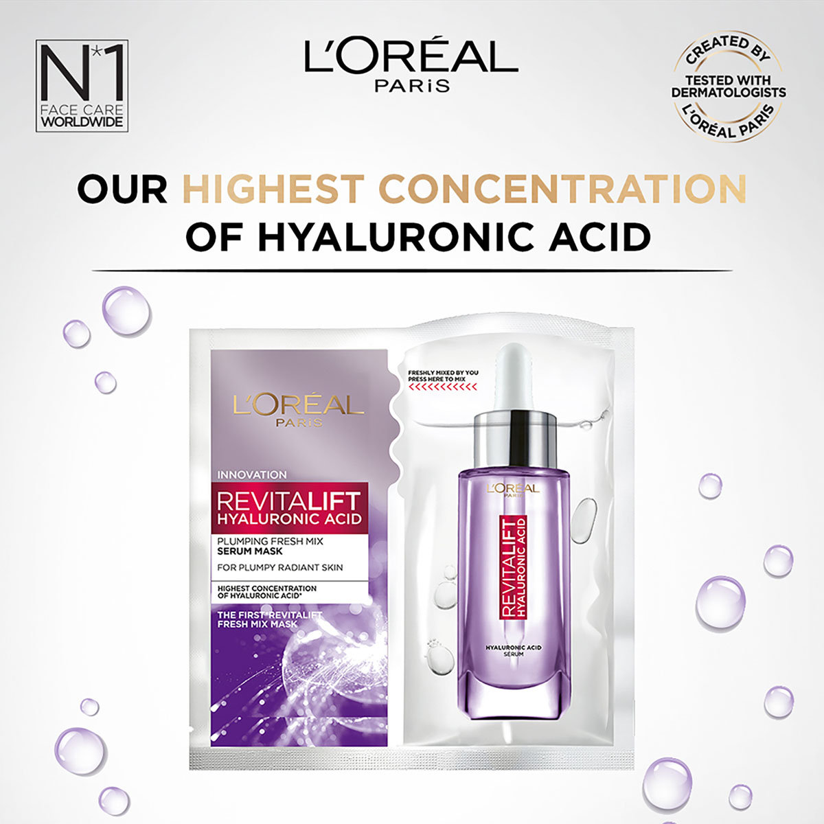 Loreal Paris Revitalift Hyaluronic Acid Plumping Fresh Mix Serum Mask 33 gm | Hyaluronic Acid | Instant Skin Hydration | For Plumpy Radiant Skin, Pack of 1 Loreal Paris Revitalift Hyaluronic Acid Plumping Fresh Mix Serum Mask 33 gm | Hyaluronic Acid | Instant Skin Hydration | For Plumpy Radiant Skin, Pack of 1