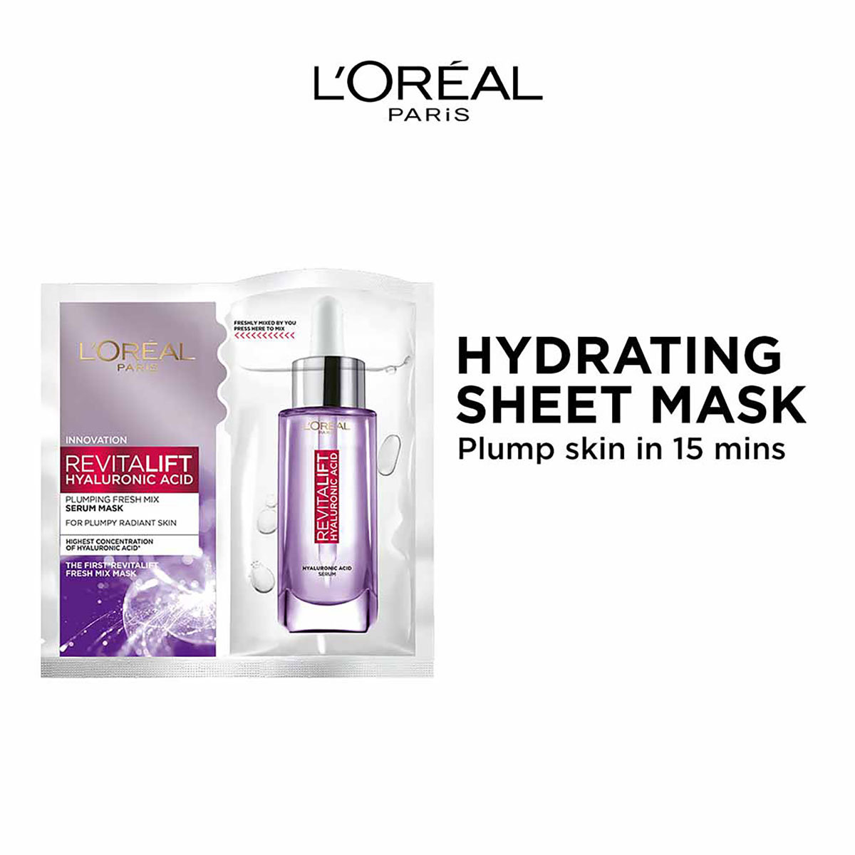 Loreal Paris Revitalift Hyaluronic Acid Plumping Fresh Mix Serum Mask 33 gm | Hyaluronic Acid | Instant Skin Hydration | For Plumpy Radiant Skin, Pack of 1 Loreal Paris Revitalift Hyaluronic Acid Plumping Fresh Mix Serum Mask 33 gm | Hyaluronic Acid | Instant Skin Hydration | For Plumpy Radiant Skin, Pack of 1