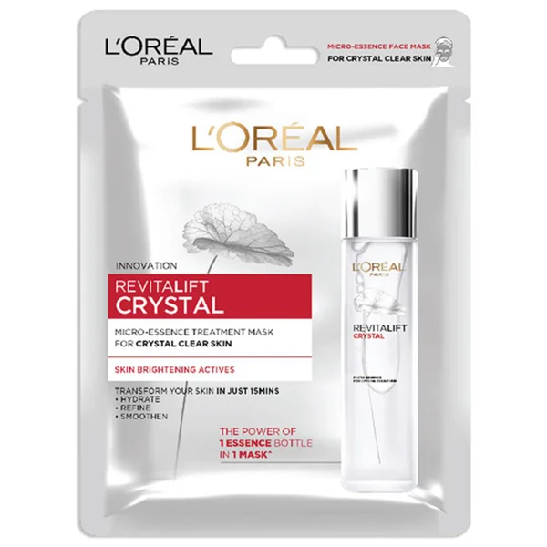 L'Oreal Paris Revitalift Crystal Micro Essence Treatment Mask 25 gm | With Skin Brightening Actives | Hydrates, Refines & Smoothens Skin In 15 Mins | For Crystal Clear Skin