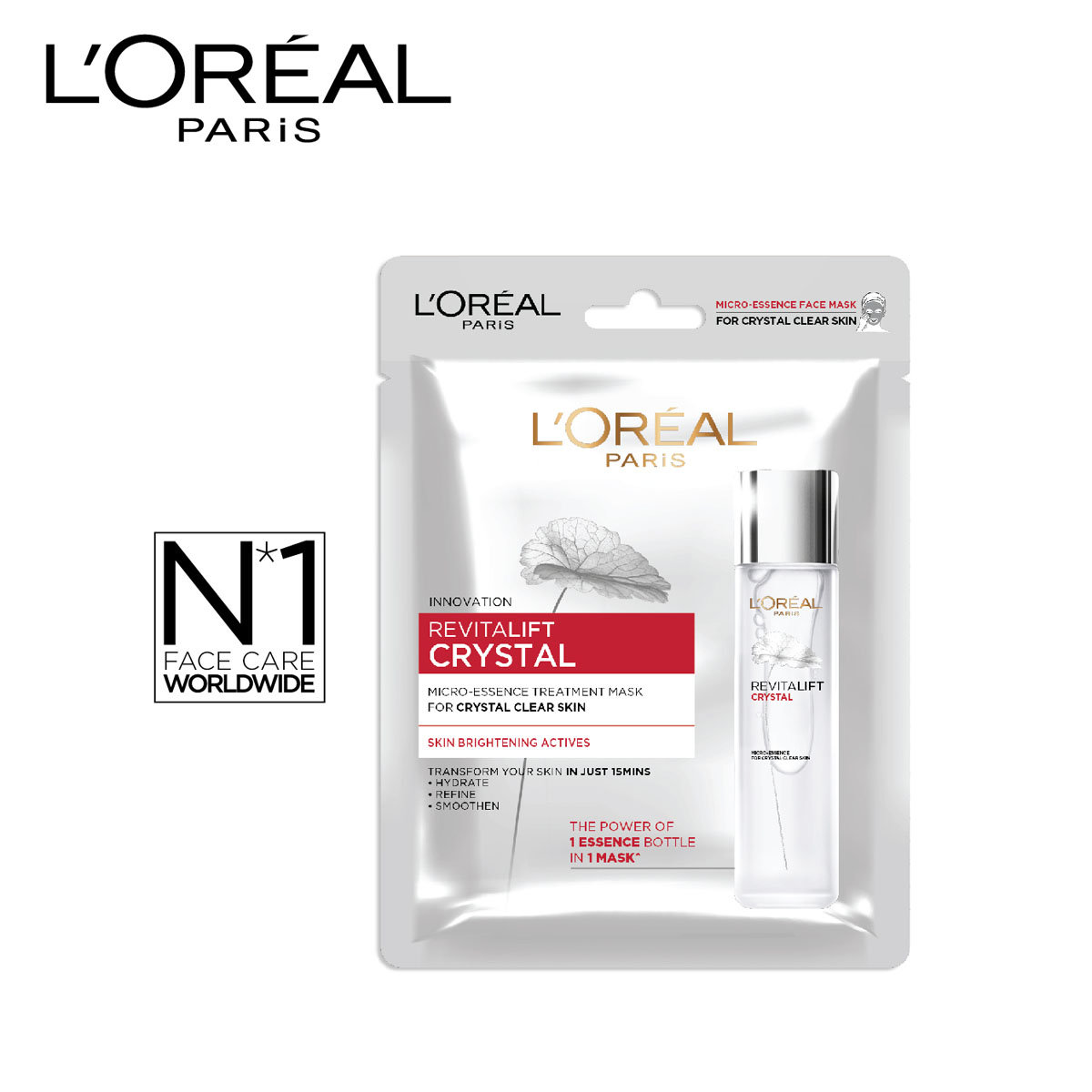 L'Oreal Paris Revitalift Crystal Micro Essence Treatment Mask 25 gm | With Skin Brightening Actives | Hydrates, Refines & Smoothens Skin In 15 Mins | For Crystal Clear Skin, Pack of 1 L'Oreal Paris Revitalift Crystal Micro Essence Treatment Mask 25 gm | With Skin Brightening Actives | Hydrates, Refines & Smoothens Skin In 15 Mins | For Crystal Clear Skin, Pack of 1