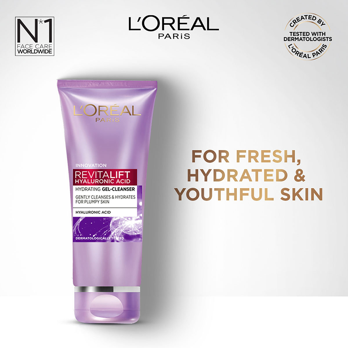 L'Oreal Paris Revitalift Hyaluronic Acid Hydrating Gel-Cleanser 50 ml | Hyaluronic Acid | Gently Cleanses & Hydrates Skin | Clears Impurities & Makeup | For Plumpy Skin, Pack of 1 L'Oreal Paris Revitalift Hyaluronic Acid Hydrating Gel-Cleanser 50 ml | Hyaluronic Acid | Gently Cleanses & Hydrates Skin | Clears Impurities & Makeup | For Plumpy Skin, Pack of 1