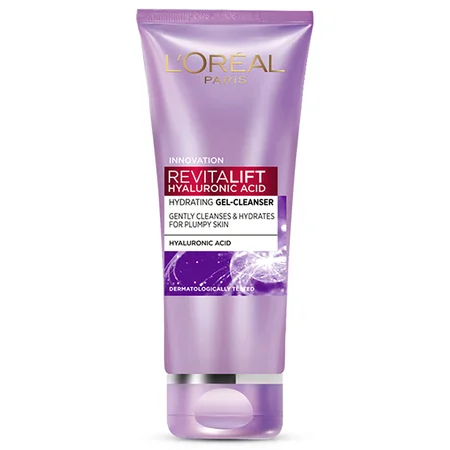 L'Oreal Paris Revitalift Hyaluronic Acid Hydrating Gel-Cleanser 100 ml | Hyaluronic Acid | Gently Cleanses & Hydrates Skin | Clears Impurities & Makeup | For Plumpy Skin