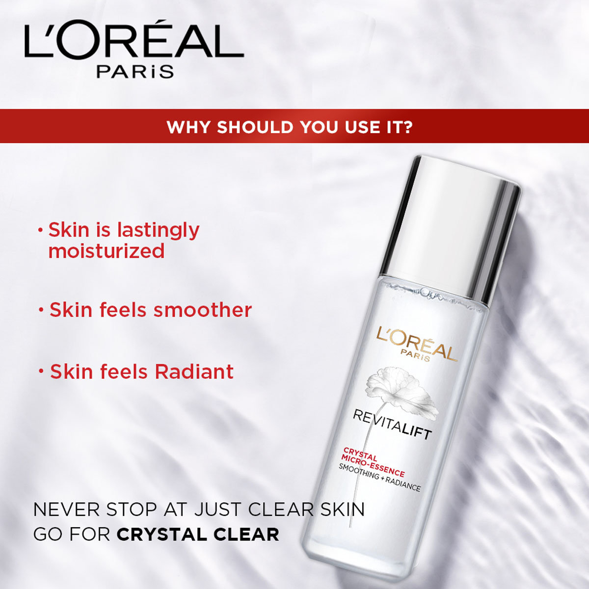 L'Oreal Paris Revitalift Crystl Micro-Essence 22 ml | Salicylic Acid & Centella Asiatica | For Bright & Crystal Clear Skin | Ultra Lightweight | Non Sticky, Pack of 1 L'Oreal Paris Revitalift Crystl Micro-Essence 22 ml | Salicylic Acid & Centella Asiatica | For Bright & Crystal Clear Skin | Ultra Lightweight | Non Sticky, Pack of 1