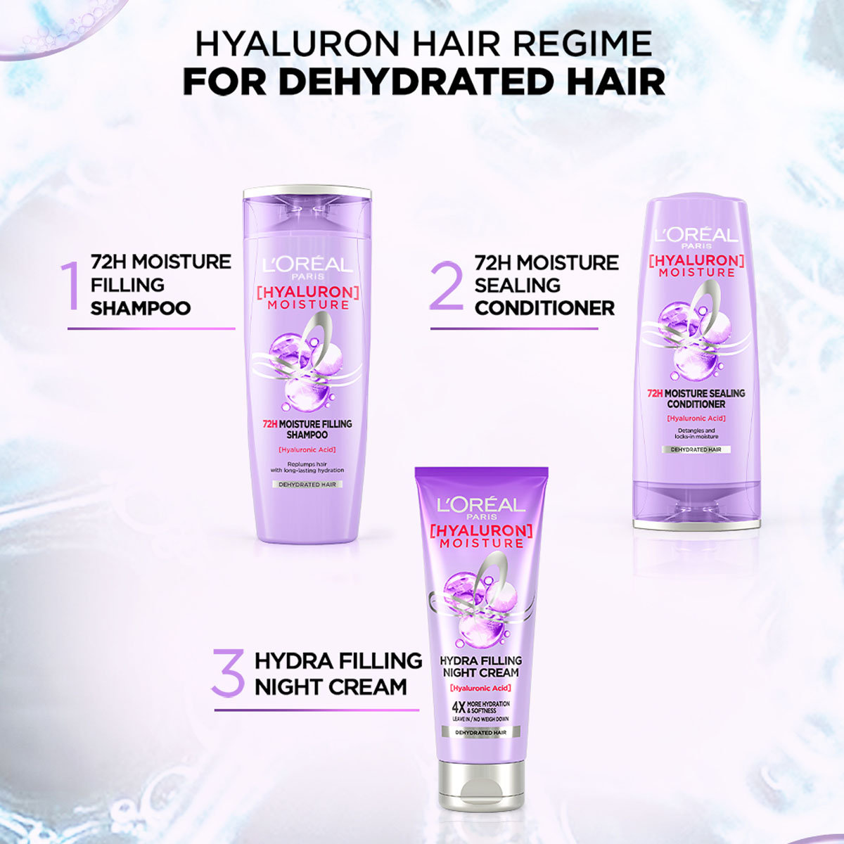 L'Oreal Paris Hyaluron Moisture 72H Moisture Filling Shampoo, 82.5 ml, Pack of 1 L'Oreal Paris Hyaluron Moisture 72H Moisture Filling Shampoo, 82.5 ml, Pack of 1