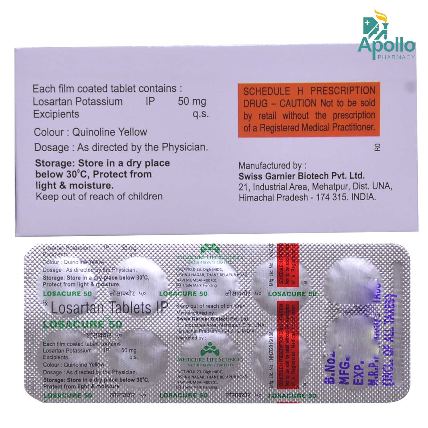 Losacure 50 Tablet 10's, Pack of 10 TABLETS Losacure 50 Tablet 10's, Pack of 10 TABLETS