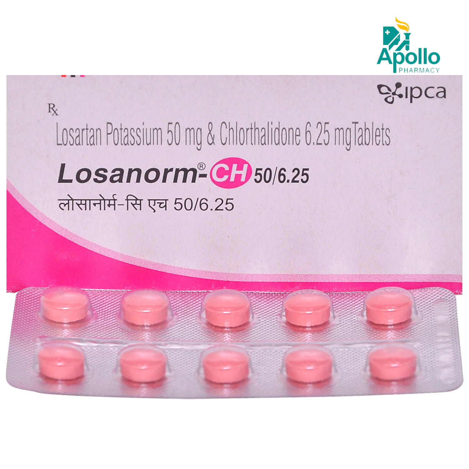 LOSANORMCH 50/6.25MG TABLET, Pack of 10 TABLETS