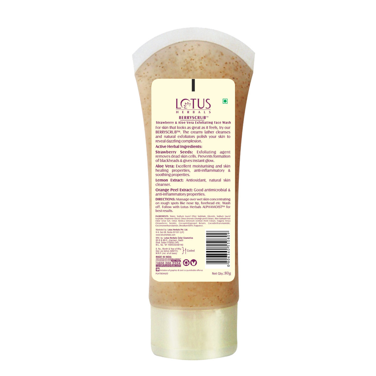 Lotus Herbals Berryscrub Strawberry & Aloe Vera Exfoliating Face Wash