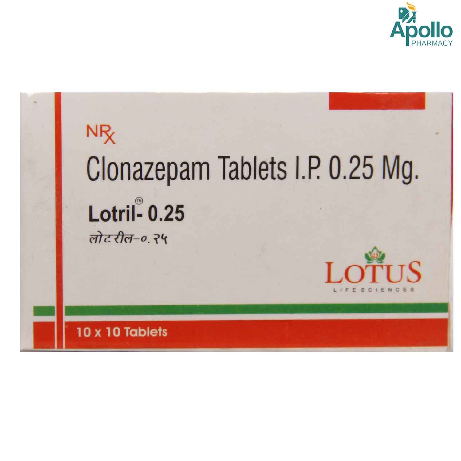 LOTRIL 0.25MG TABLET 10'S, Pack of 10 TabletS LOTRIL 0.25MG TABLET 10'S, Pack of 10 TabletS