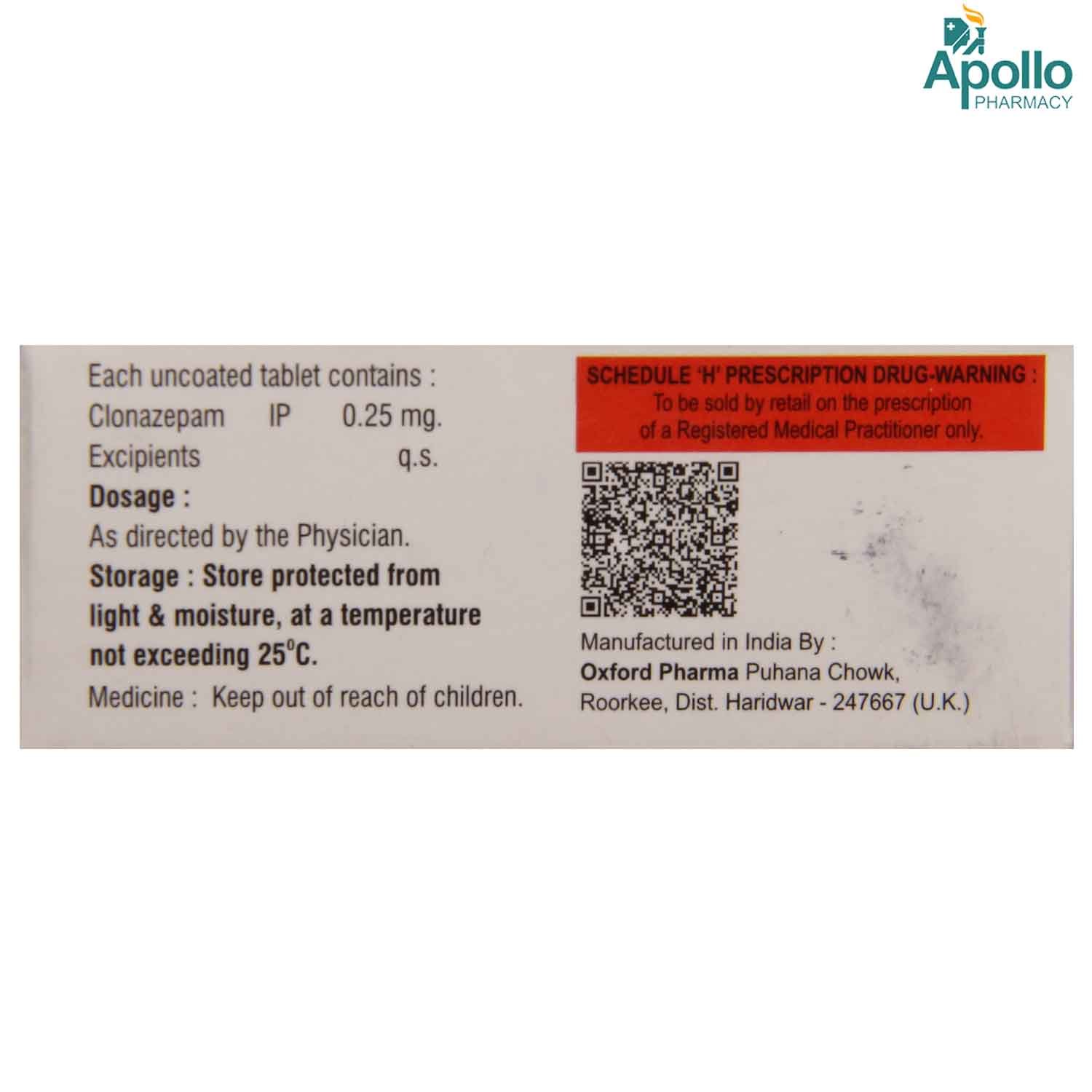 LOTRIL 0.25MG TABLET 10'S, Pack of 10 TabletS LOTRIL 0.25MG TABLET 10'S, Pack of 10 TabletS