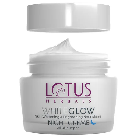 Lotus Herbals White Glow Night Creme 60 gm | Mulberry Extract, Grape Extract, Saxifraga Extracts & Milk Enzymes | Deep Nourishment | For All Skin Type