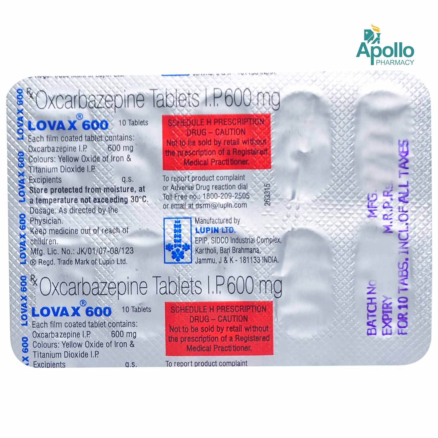 LOVAX 600MG TABLET, Pack of 10 TABLETS LOVAX 600MG TABLET, Pack of 10 TABLETS