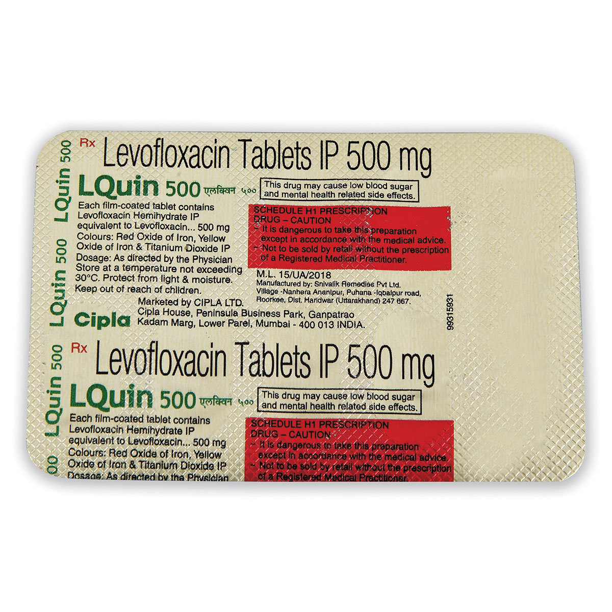 Lquin 500 mg Tablet 10's, Pack of 10 TabletS Lquin 500 mg Tablet 10's, Pack of 10 TabletS