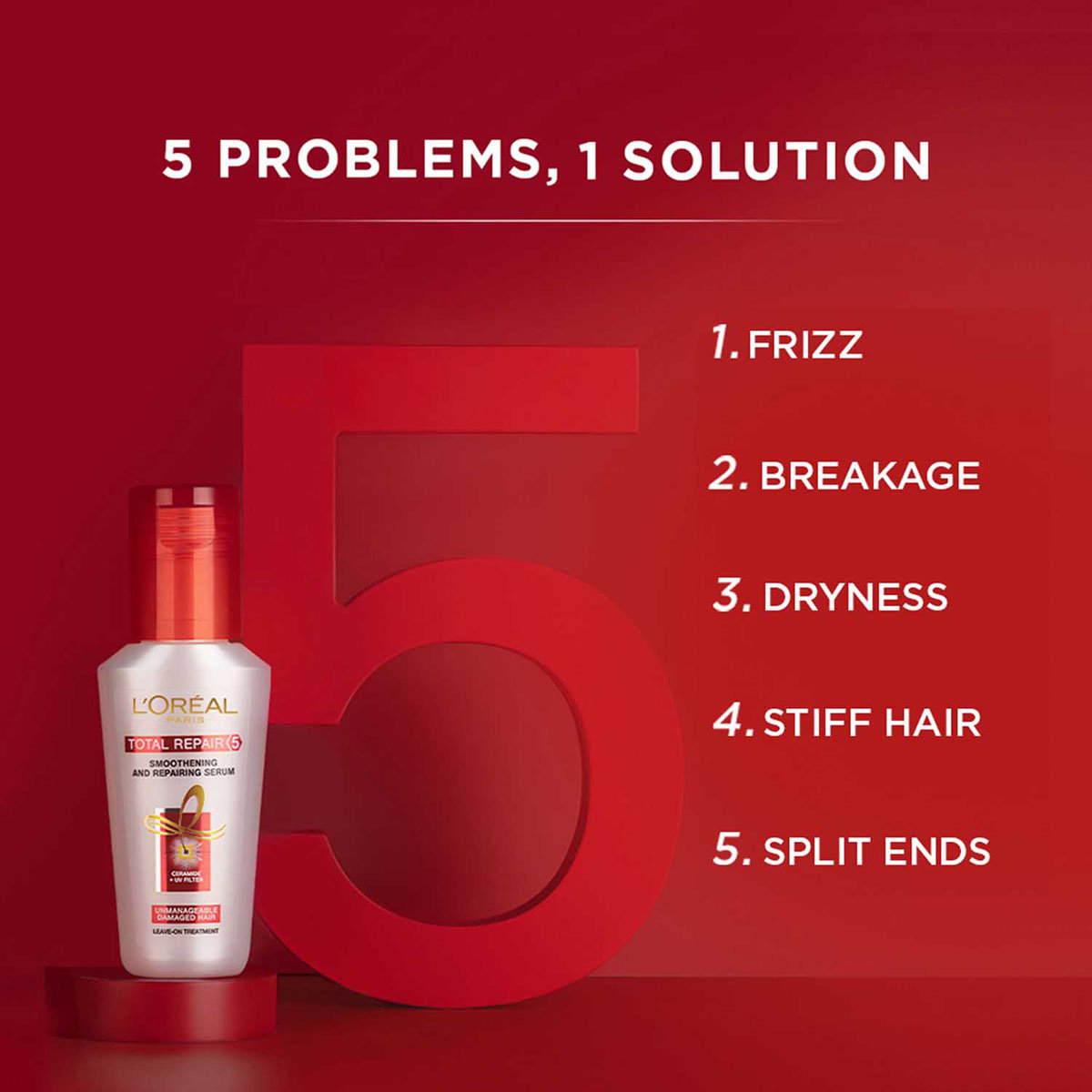 L'Oreal Paris Total Repair 5 Instant Smoothing & Nourishing Oil Serum, 40 ml, Pack of 1 L'Oreal Paris Total Repair 5 Instant Smoothing & Nourishing Oil Serum, 40 ml, Pack of 1