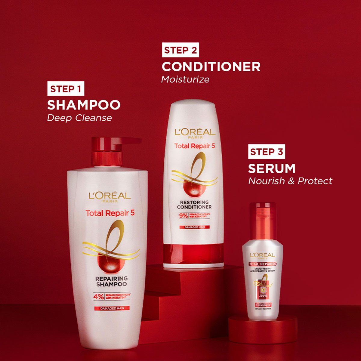 L'Oreal Paris Total Repair 5 Instant Smoothing & Nourishing Oil Serum, 40 ml, Pack of 1 L'Oreal Paris Total Repair 5 Instant Smoothing & Nourishing Oil Serum, 40 ml, Pack of 1