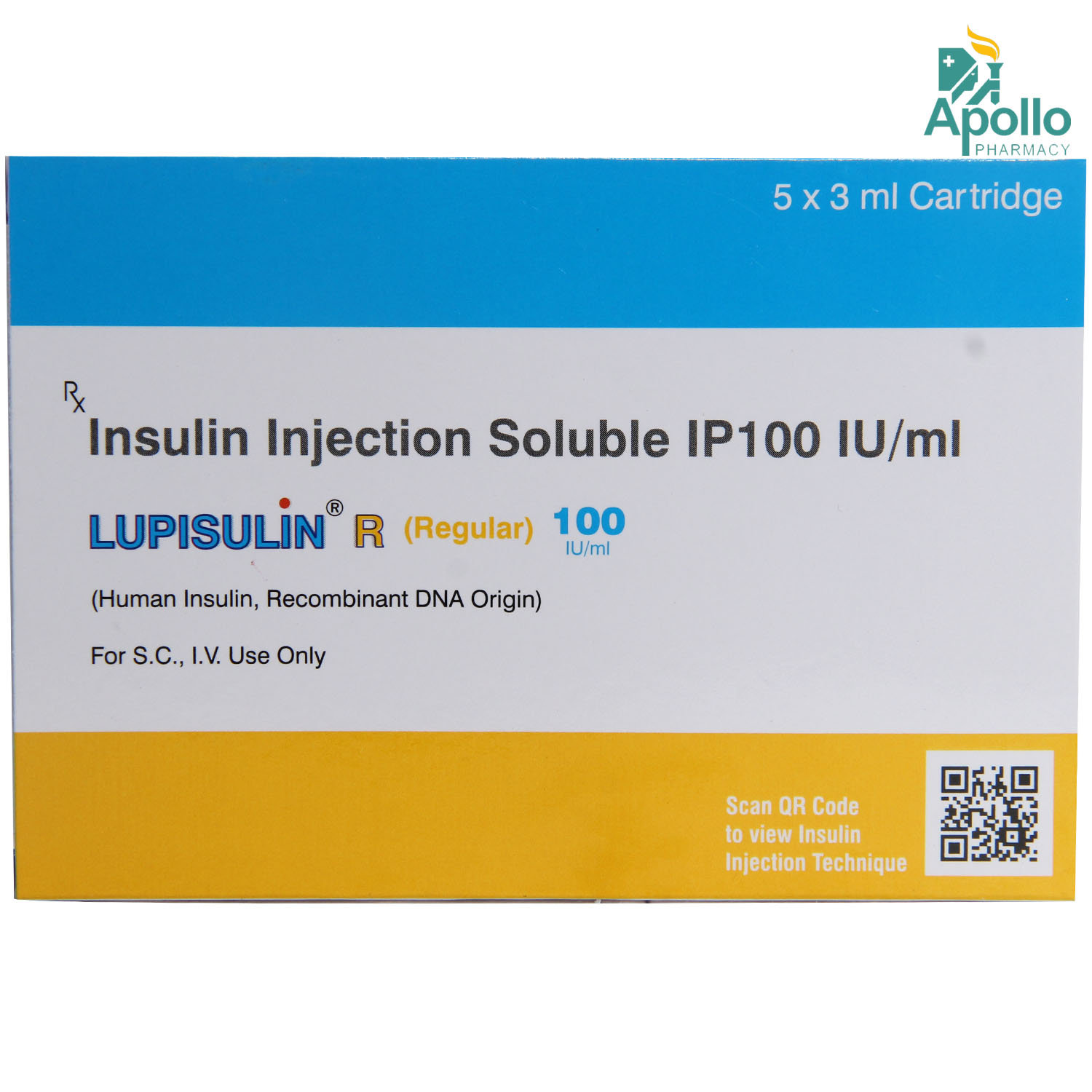 Lupisulin R (Regular) 100IU/ml Injection 3 ml, Pack of 1 Injection Lupisulin R (Regular) 100IU/ml Injection 3 ml, Pack of 1 Injection