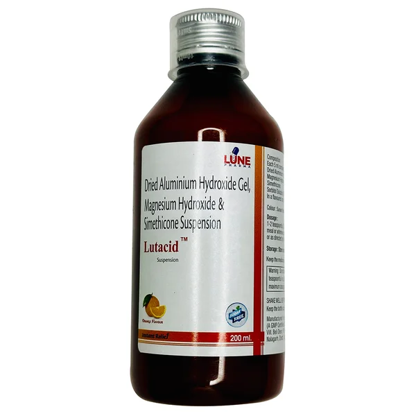 Lutacid Sugar Free Orange Flavour Suspension 200 ml, Pack of 1 ORAL SUSPENSION