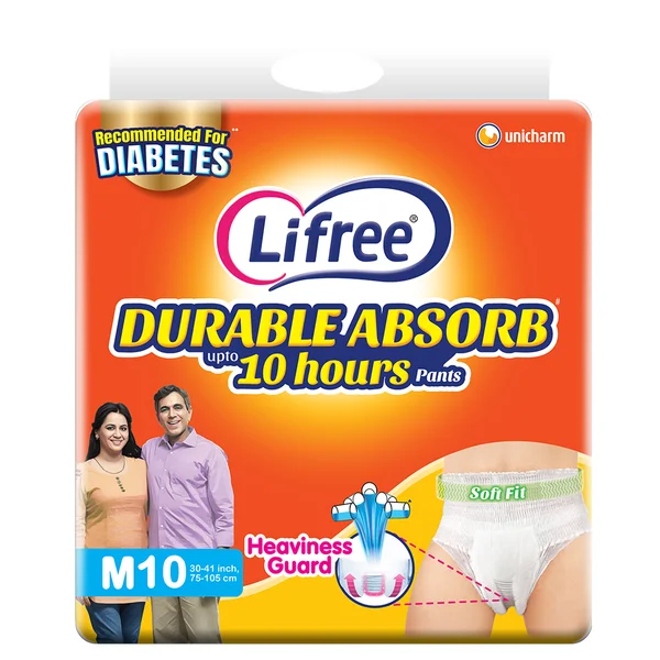 Lifree Durable Absorb Upto 10hours Adult Diaper Pants Medium, 10 Count