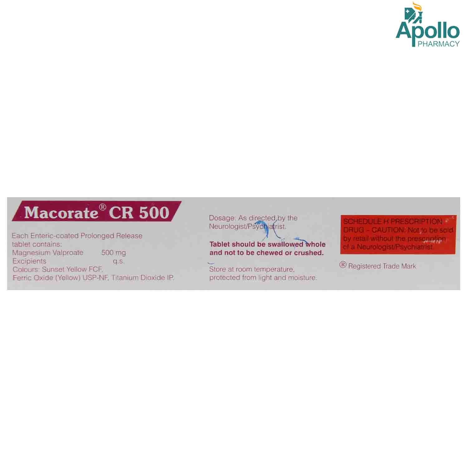 Macorate CR 500 Tablet 10's, Pack of 10 TabletS Macorate CR 500 Tablet 10's, Pack of 10 TabletS
