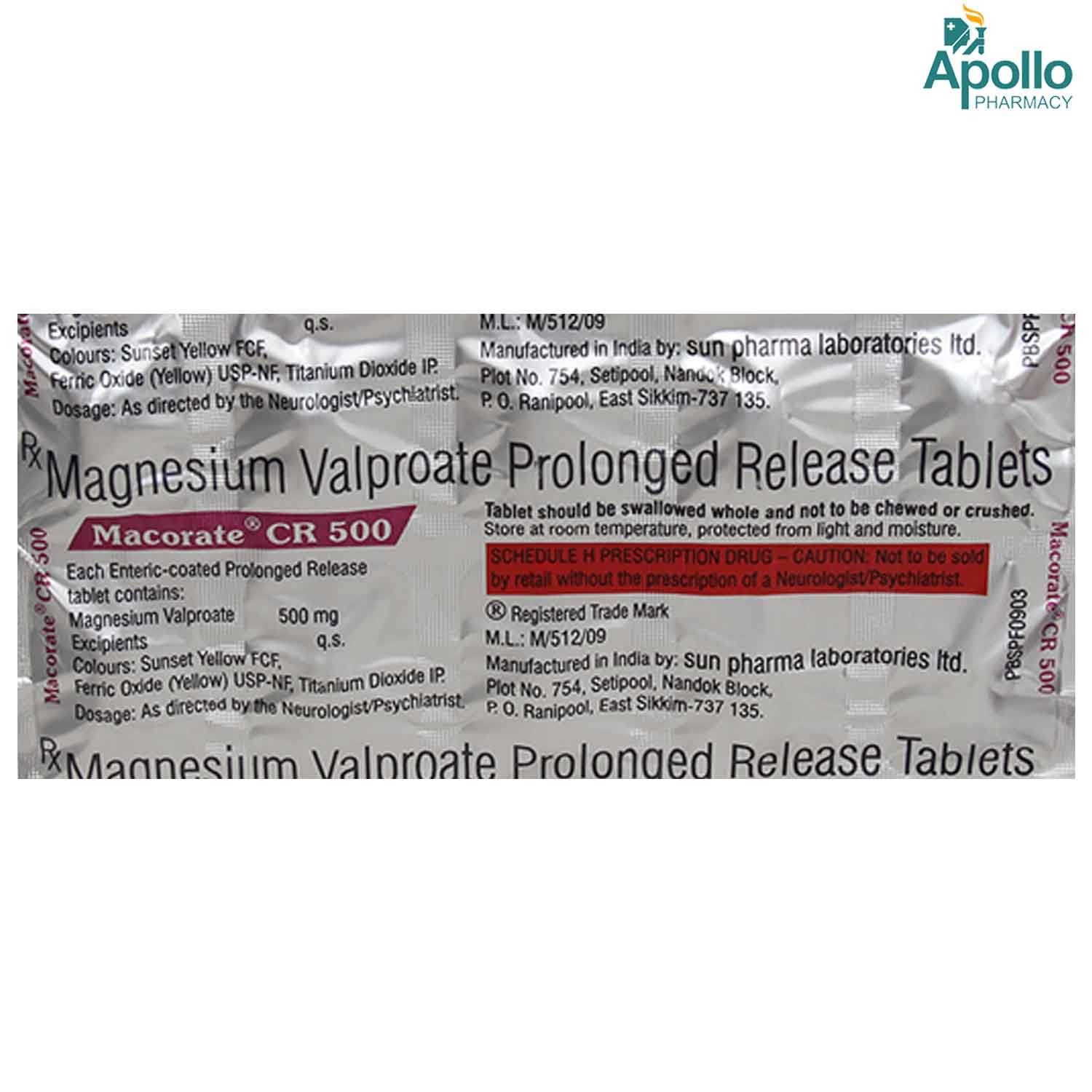 Macorate CR 500 Tablet 10's, Pack of 10 TabletS Macorate CR 500 Tablet 10's, Pack of 10 TabletS