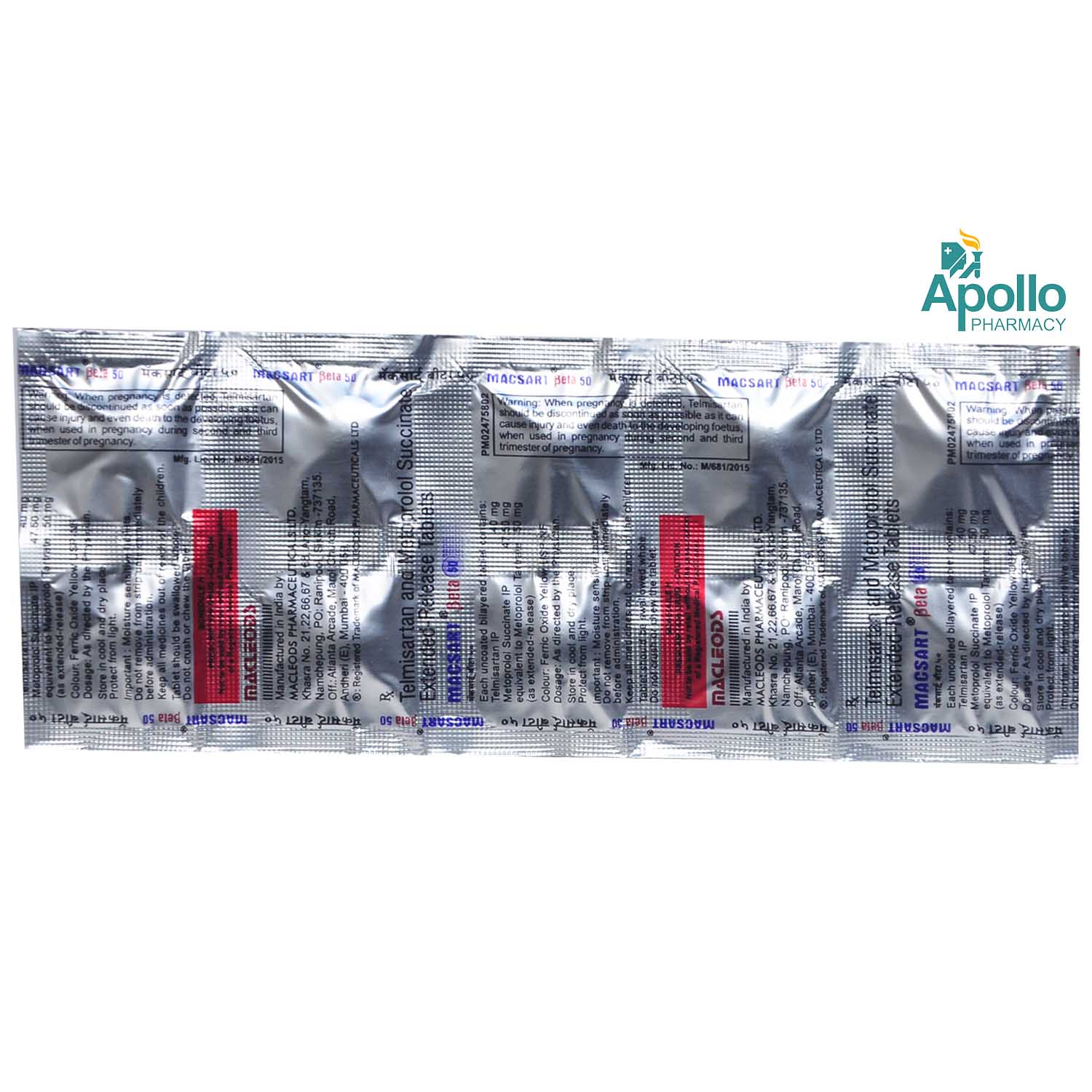 Macsart Beta 50 Tablet 10's, Pack of 10 Macsart Beta 50 Tablet 10's, Pack of 10