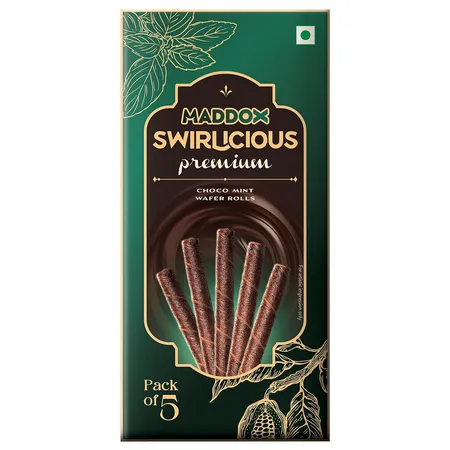 Maddox Swirlicious Premuim Mint Chocolate Wafer Rolls, 5 Count