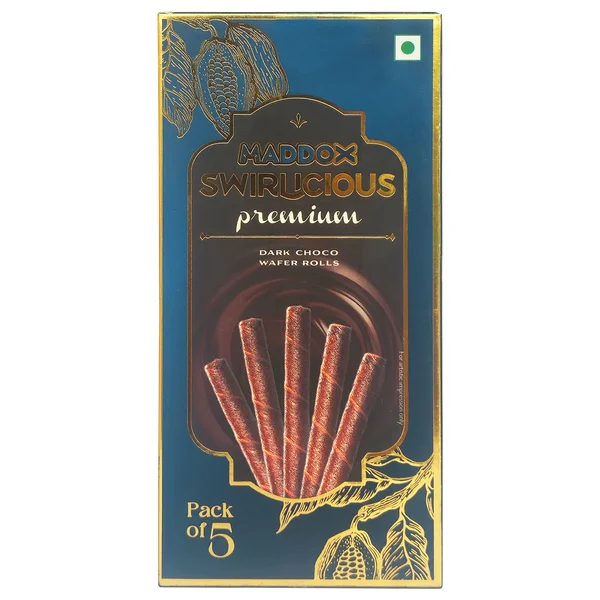Maddox Swirlicious Premuim Dark Choco Wafer Rolls, 5 Count