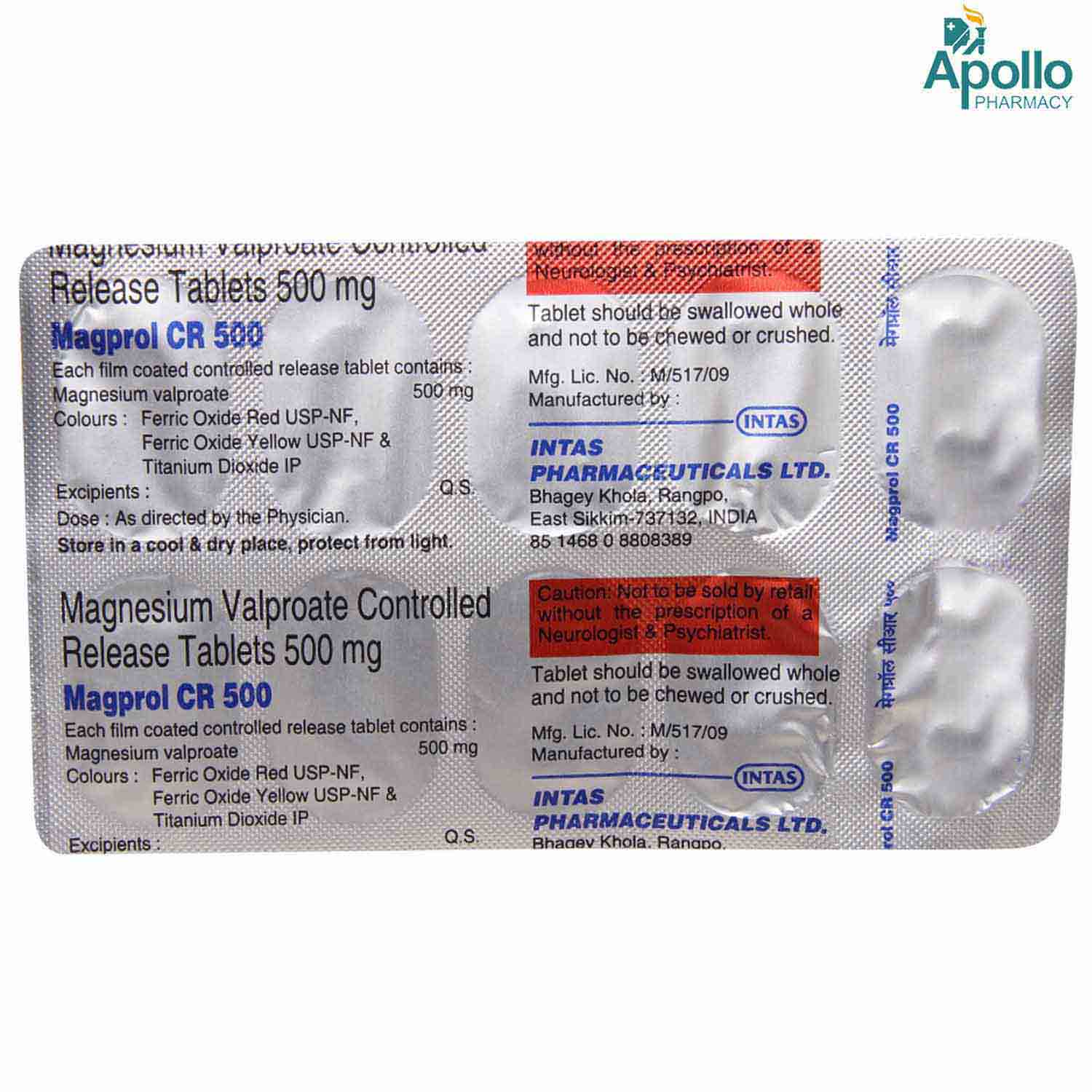 Magprol CR 500 Tablet 10's Price, Uses, Side Effects, Composition ...
